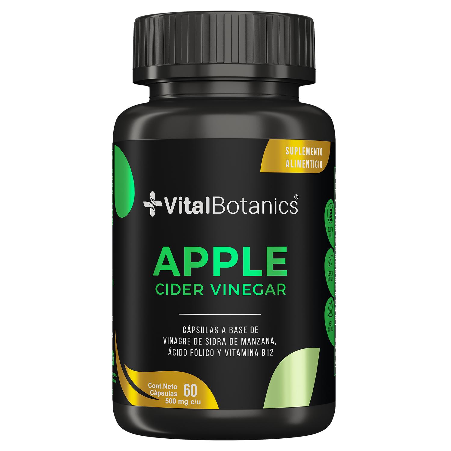 Apple Cider Vinegar |60 Capsulas| Suplemento Con Acido Folico Y Vitamina B12.