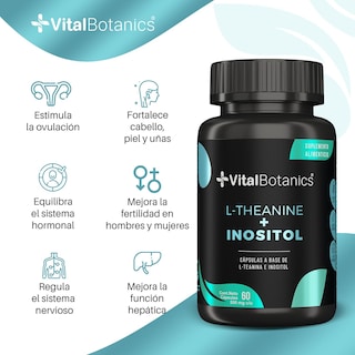 Foto 2 | L-theanine + Inositol |60 Capsulas| Suplemento Alimenticio A Base De L Teanina E E Inositol.