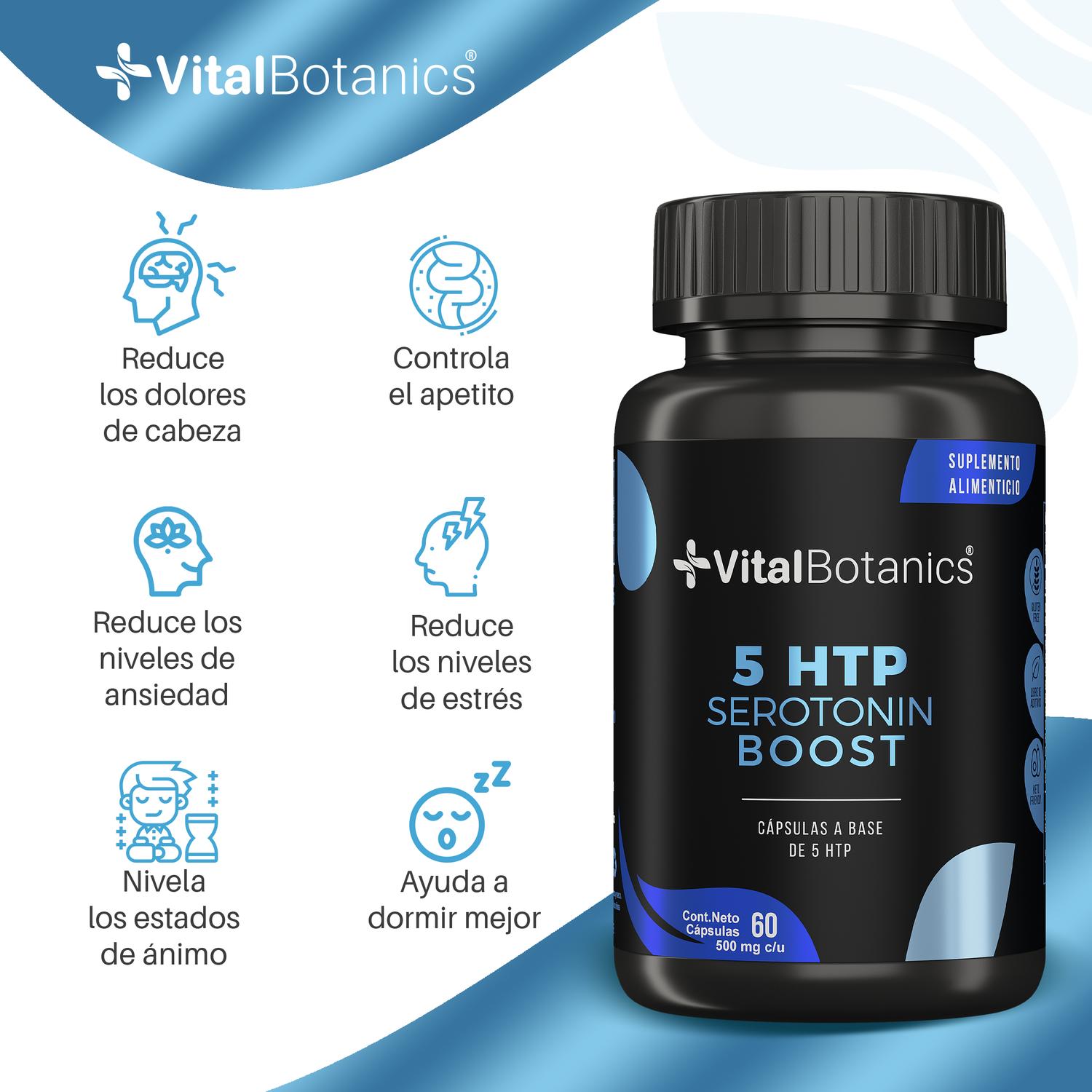 Foto 3 pulgar | 5 Htp Serotonin Boost | 60 Capsulas| Suplemento Alimenticio A Base De 5htp Y Excipiente.