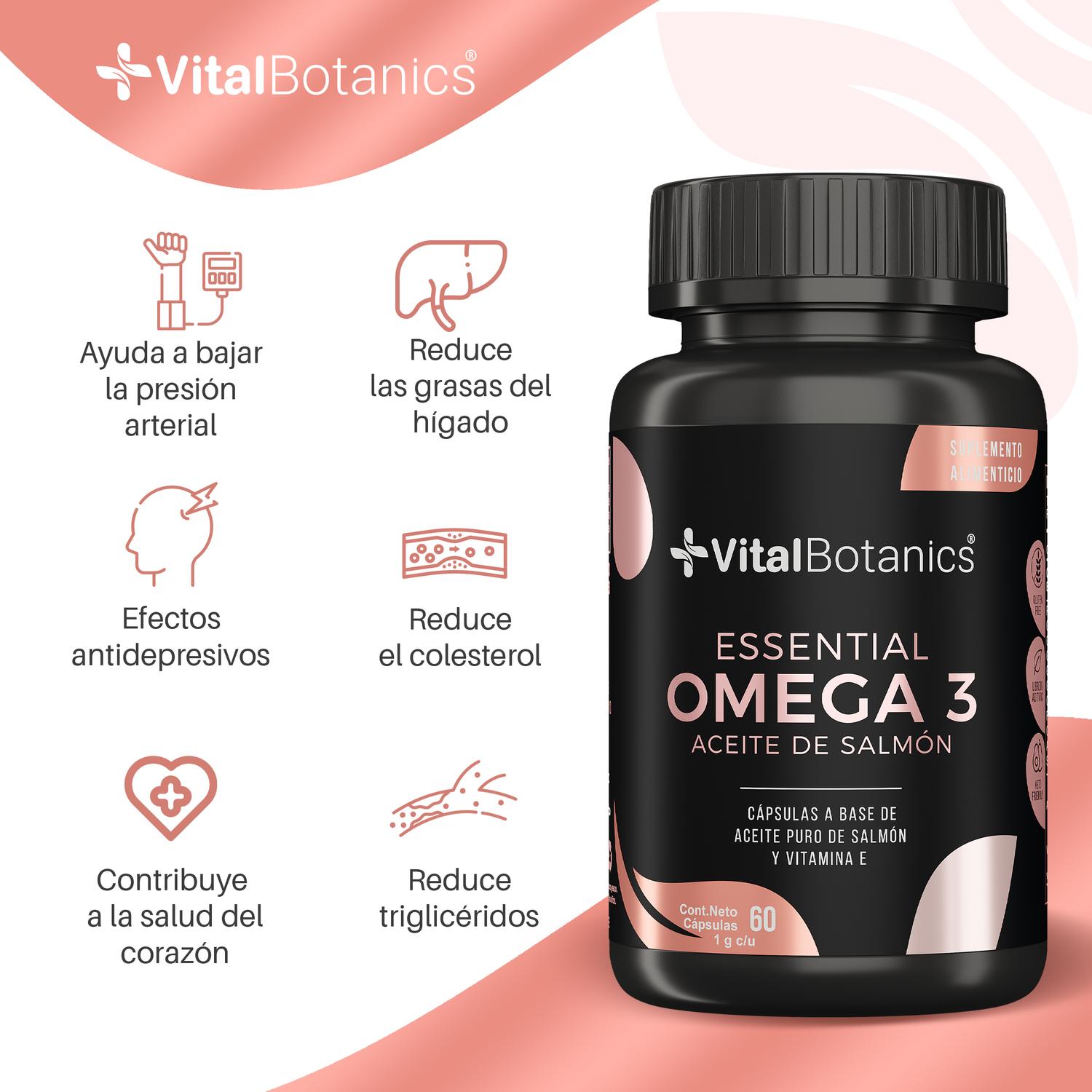 Foto 3 pulgar | Essential Omega 3| Aceite Puro De Salmón Con Vitamina E | Suplemento Multivitaminico Para Adultos.