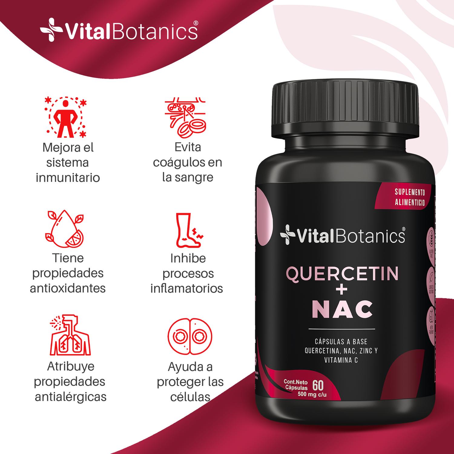 Foto 3 pulgar | Quercetina + Nac| 60 Capsulas |suplemento Alimenticio A Base De Quercetina, Nac, Zinc Y Vitamina C