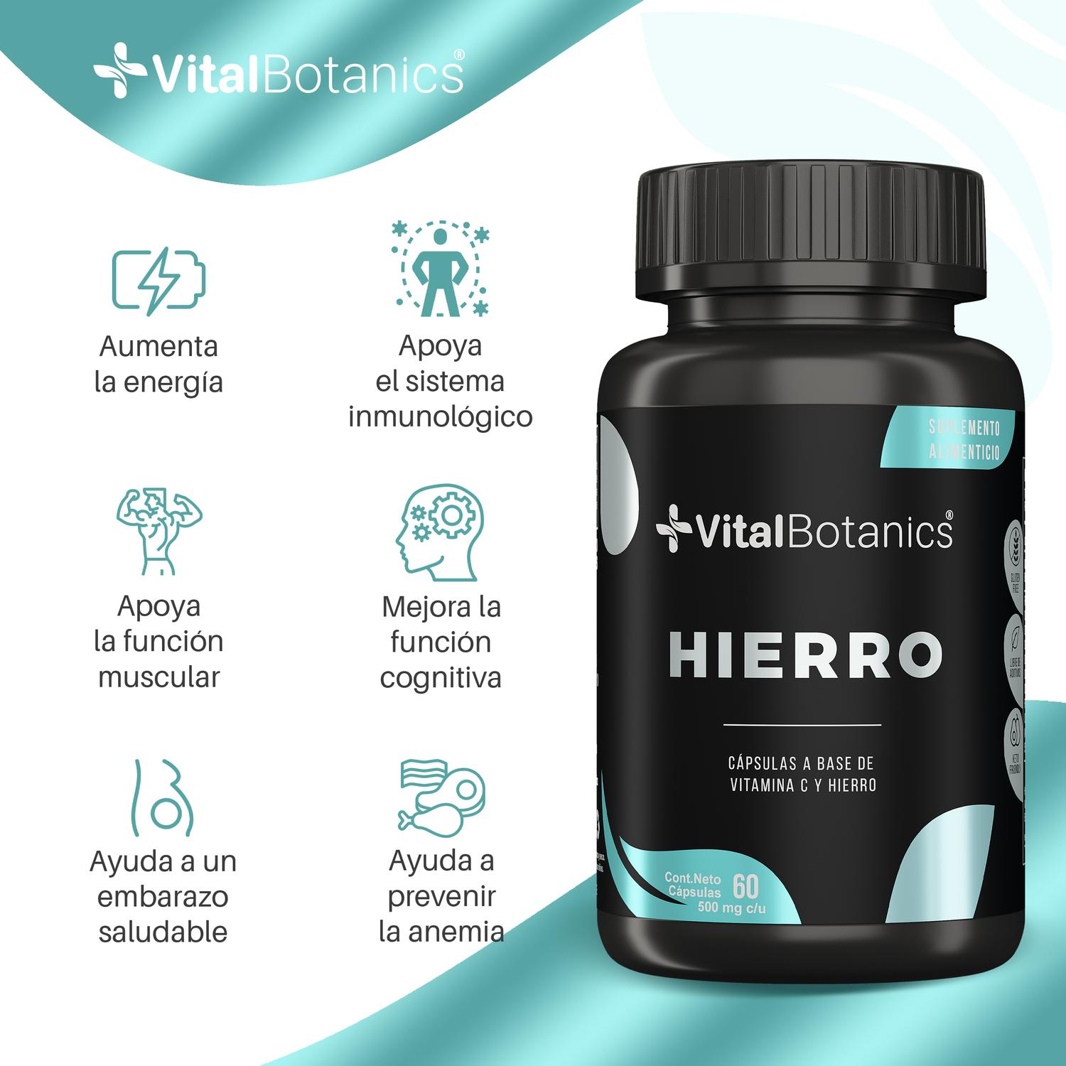 Foto 3 pulgar | Hierro Y Vitamina C | 60 Capsulas | Suplemento Alimenticio Multivitamínico Para Hombre Y Mujer.