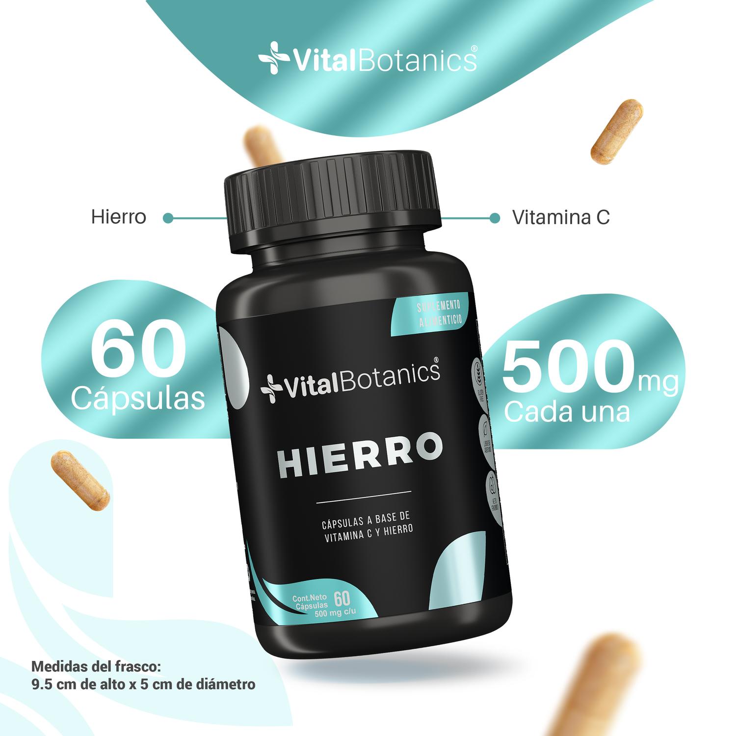 Foto 3 | Hierro Y Vitamina C | 60 Capsulas | Suplemento Alimenticio Multivitamínico Para Hombre Y Mujer.