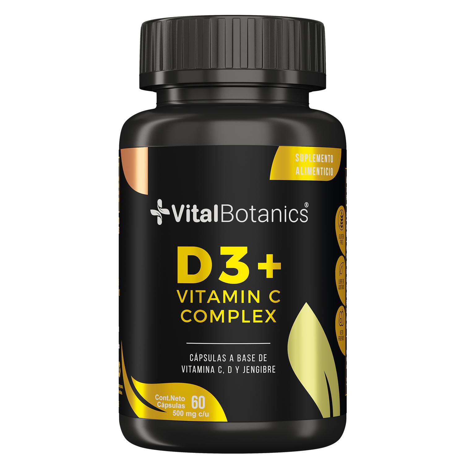 Foto 2 pulgar | D3+ Multivitaminico Con Vitaminas D3, C Y Jengibre 60 Capsulas.
