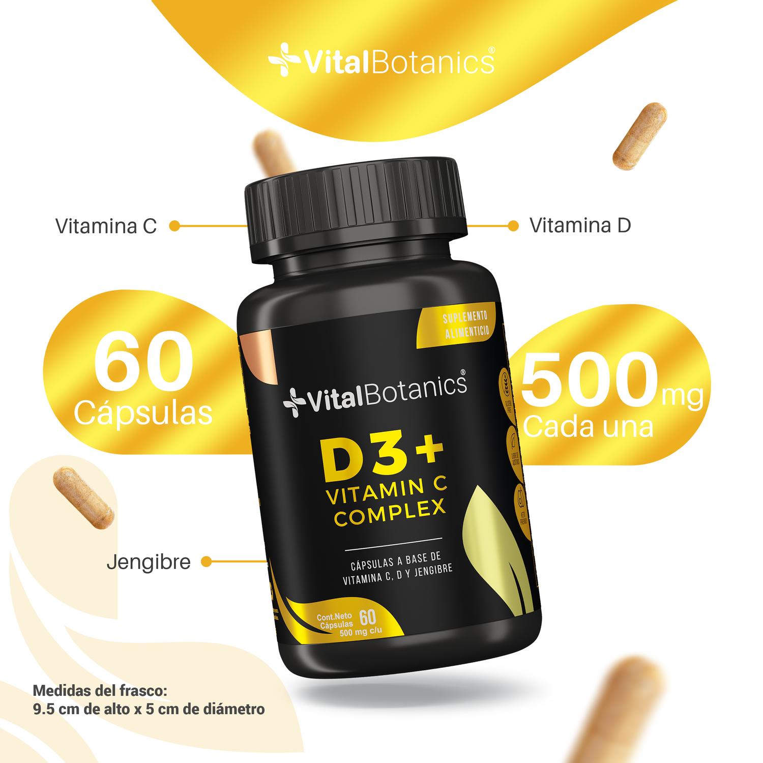 Foto 4 pulgar | D3+ Multivitaminico Con Vitaminas D3, C Y Jengibre 60 Capsulas.