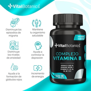 Foto 2 | Vitaminas Complejo B + Biotina + Arandano 60 Capsulas
