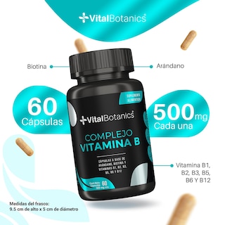 Foto 3 | Vitaminas Complejo B + Biotina + Arandano 60 Capsulas