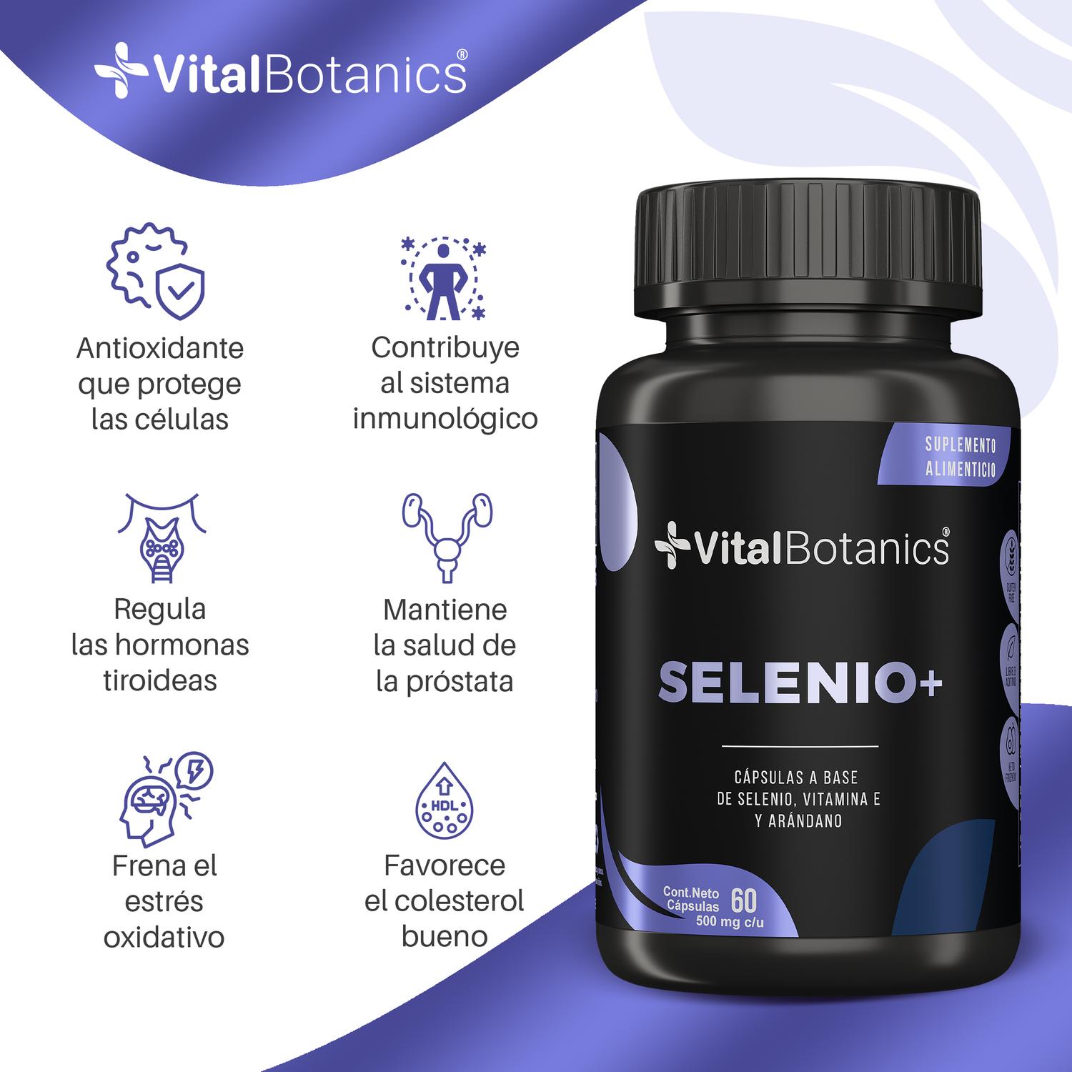 Foto 2 | Selenio + Con 60 Capsulas | Suplemento Alimenticio A Base De Selenio, Vitamina E Y Arandanos.