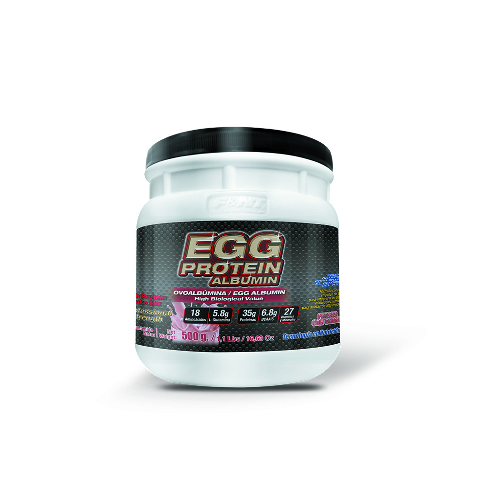 Egg Protein  Food & Nutrition Technologies Ovoalbúmina Clara de Huevo sabor Fresas con Crema 500 Gr