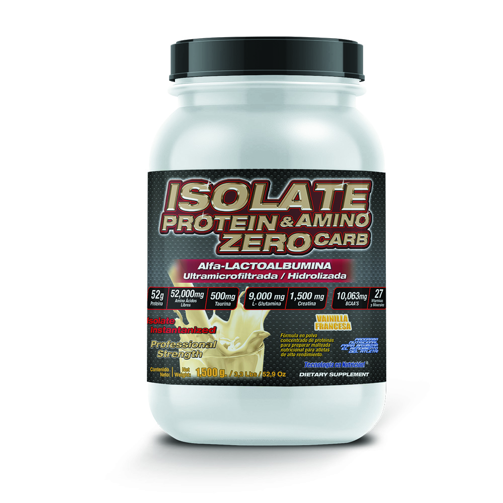 Isolate Protein y Amino Zero Food y Nutrition Technologies 1,500 Gr Sabor Vainilla Francesa