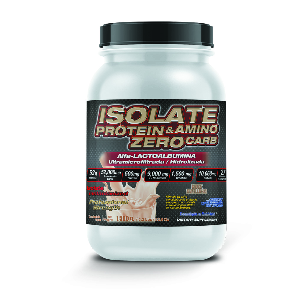 Isolate Protein y Amino Zero Food y Nutrition Technologies 1,500 Gr Sabor Nuez
