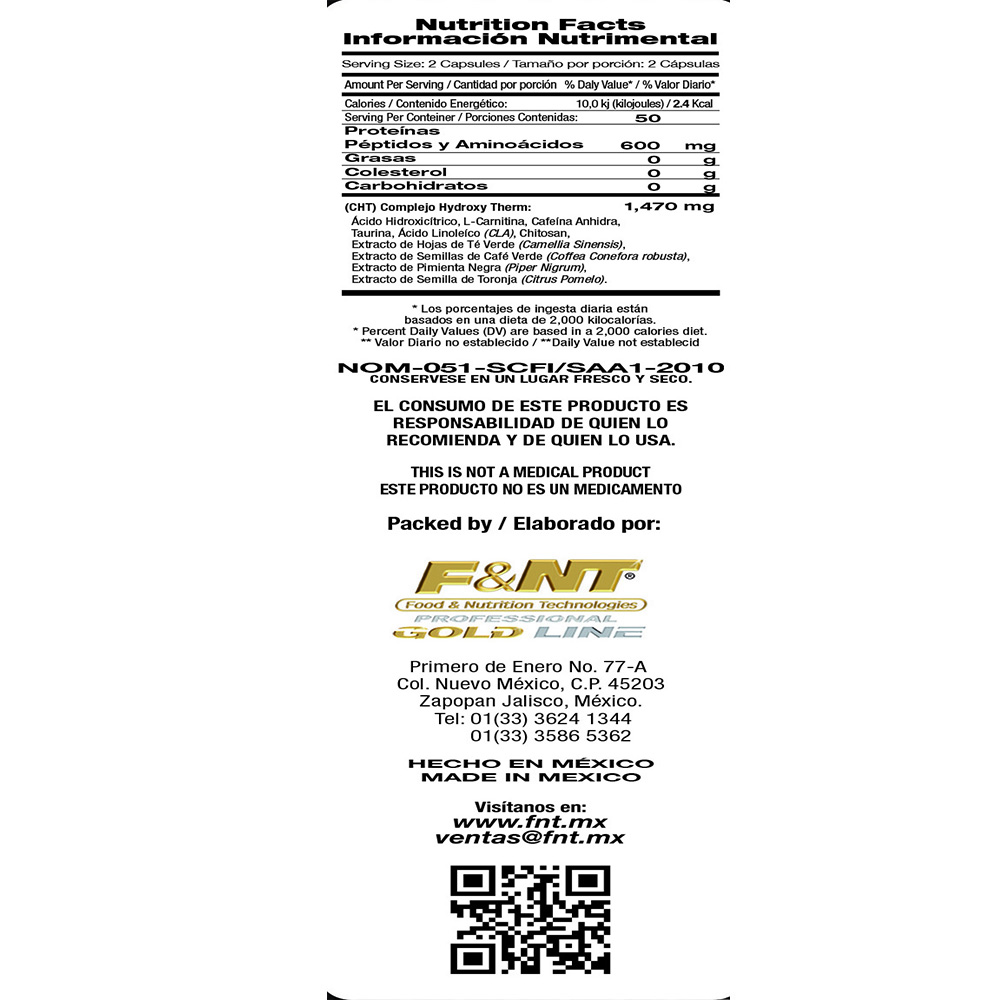 Foto 2 | Hydroxy Therm Food & Nutrition Technologies Boost Metabolism Fat Burner 90 Cápsulas