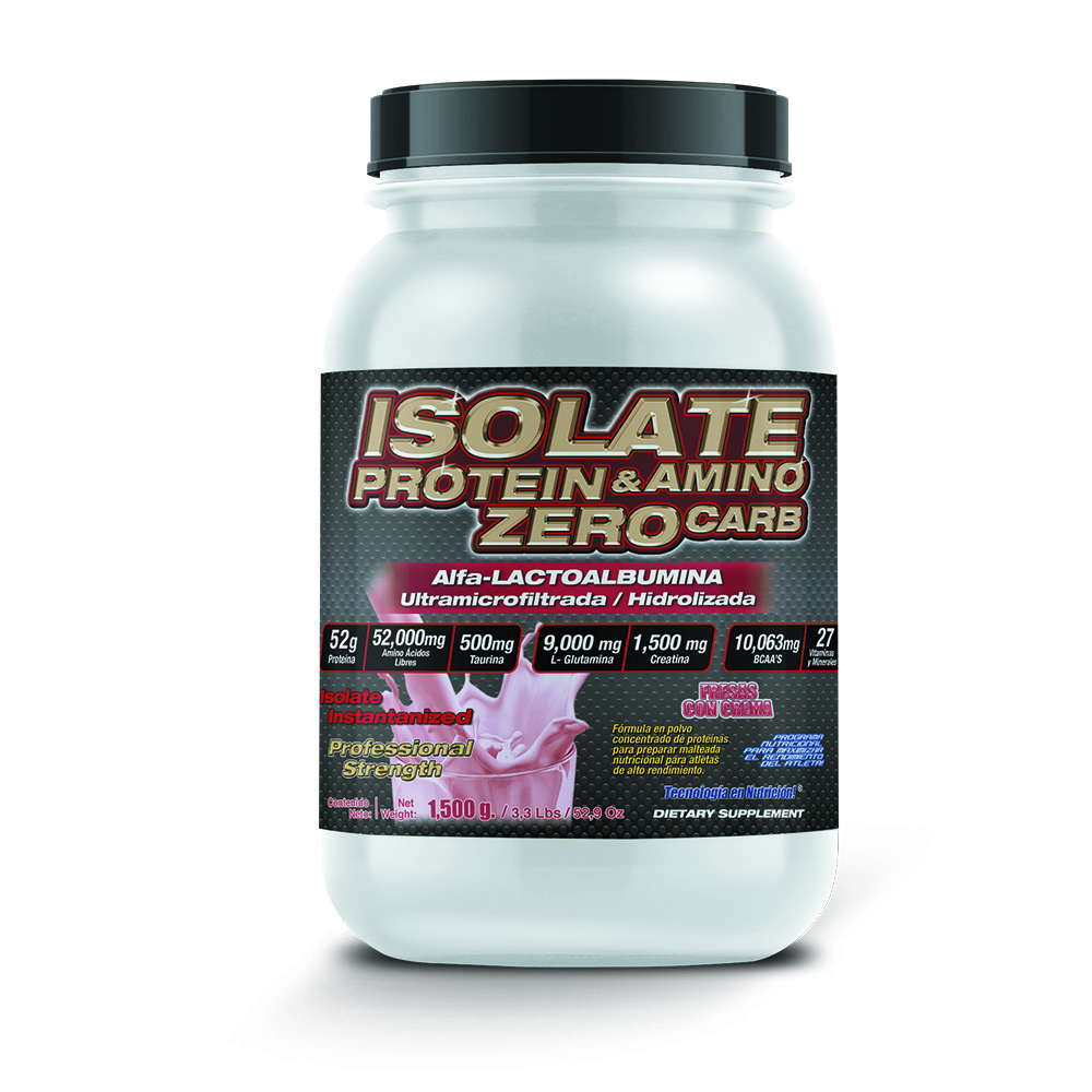Isolate Protein y Amino Zero Food y Nutrition Technologies 1,500 Gr Sabor Fresas Con Crema