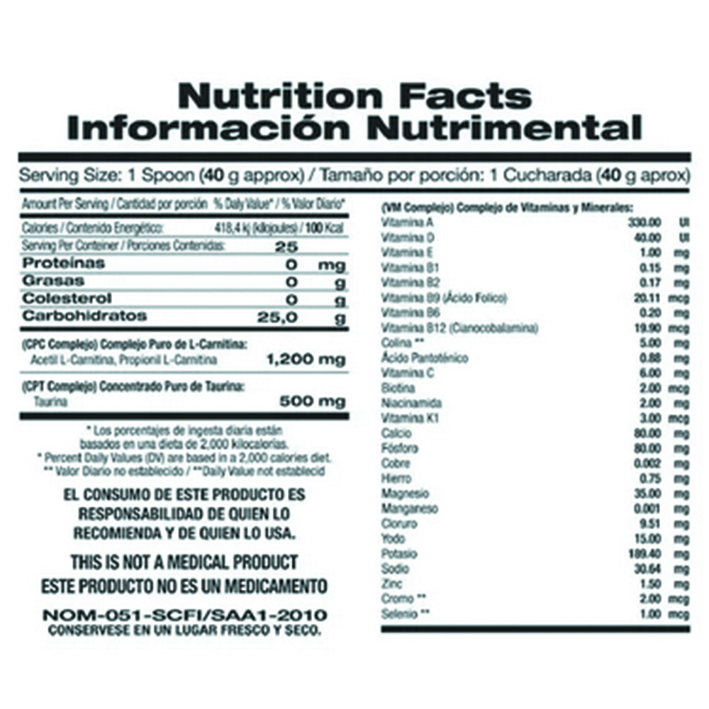Foto 4 pulgar | L-carnitina 1,000g Food & Nutrition Technologies 1,200 Mg L Carnitina Sabor Naranja