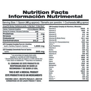 Foto 3 | L-carnitina 1,000g Food & Nutrition Technologies 1,200 Mg L Carnitina Sabor Naranja