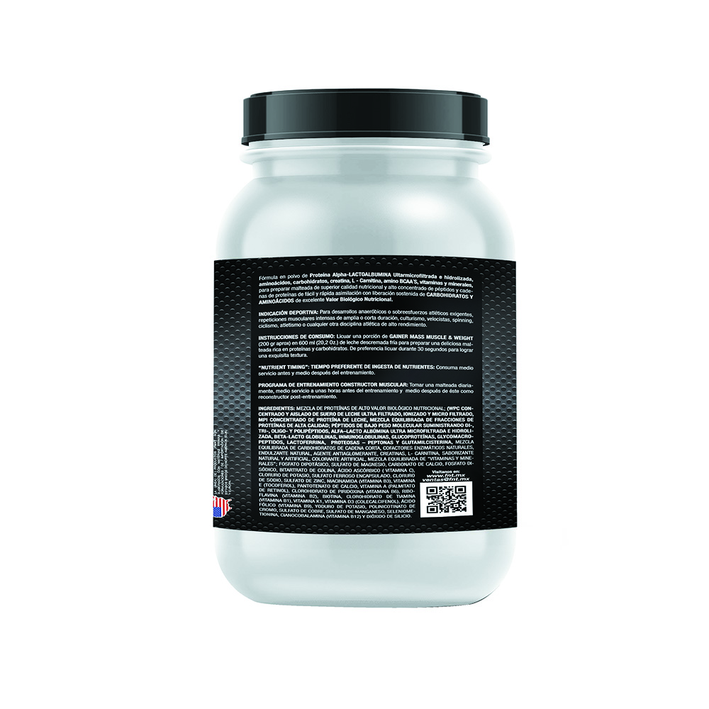 Foto 2 | Gainer Mass Muscle & Weight 2000 g Proteína F&nt Sabor Nuez