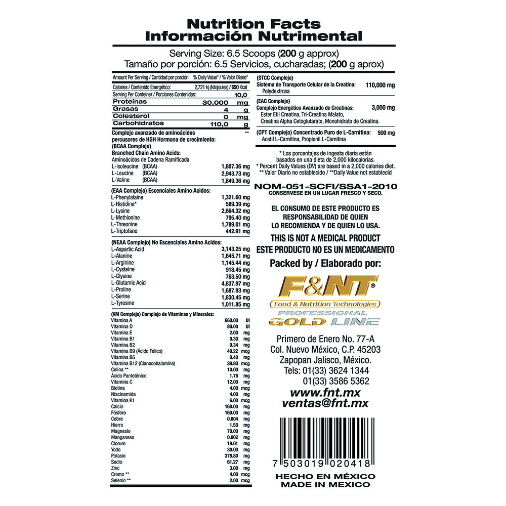 Foto 4 pulgar | Gainer Mass Muscle & Weight 2000 g Proteína F&nt Sabor Nuez