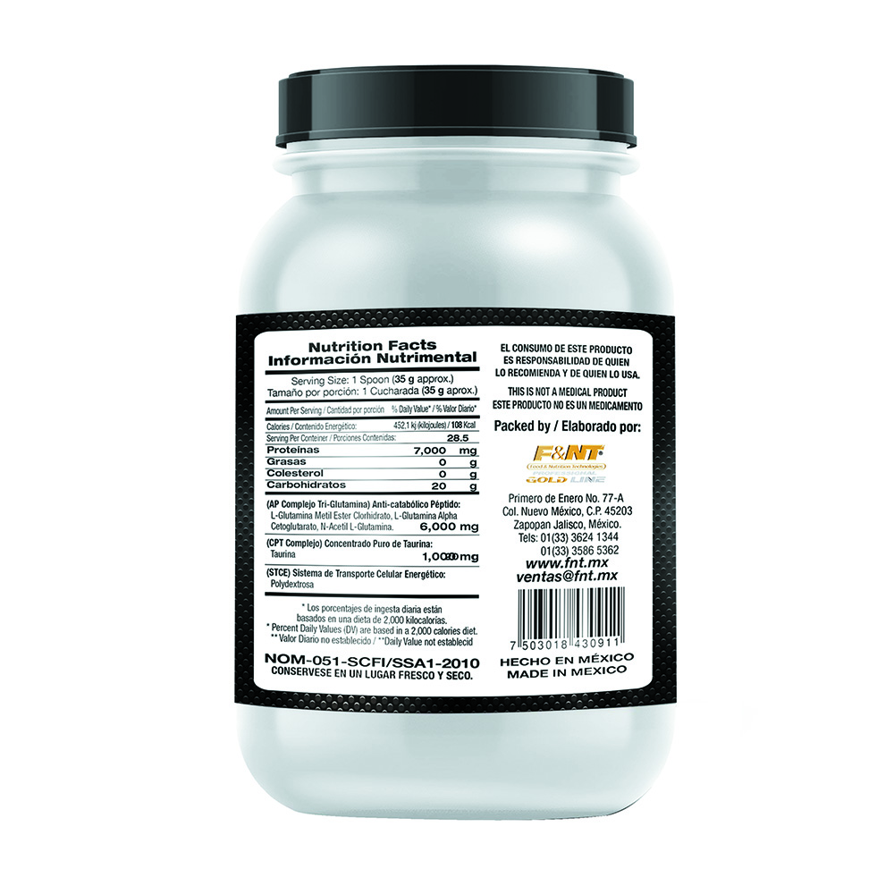 Foto 3 pulgar | L Glutamina 1,000 g Food & Nutrition Technologies Sabor Naranja