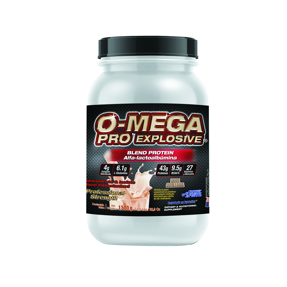 Foto 2 pulgar | Proteína Whey Omega Pro Explosive Food & Nutrition Technologies Bajo Carb sabor Nuez 1,500 gr