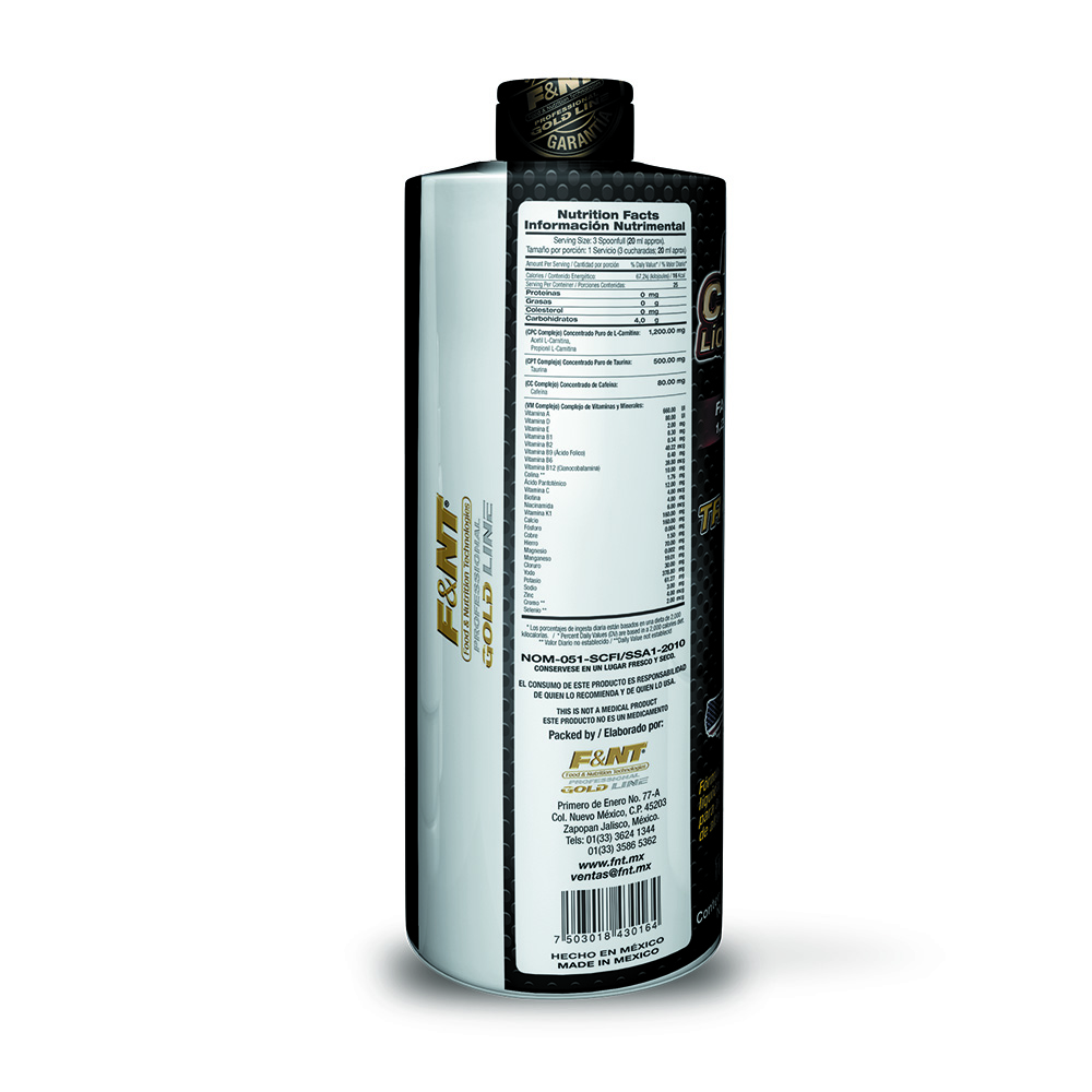 Foto 2 | Carnitina Taurina Cafeína Líquida Food and Nutrition Technologies 500 Ml L-carnitina