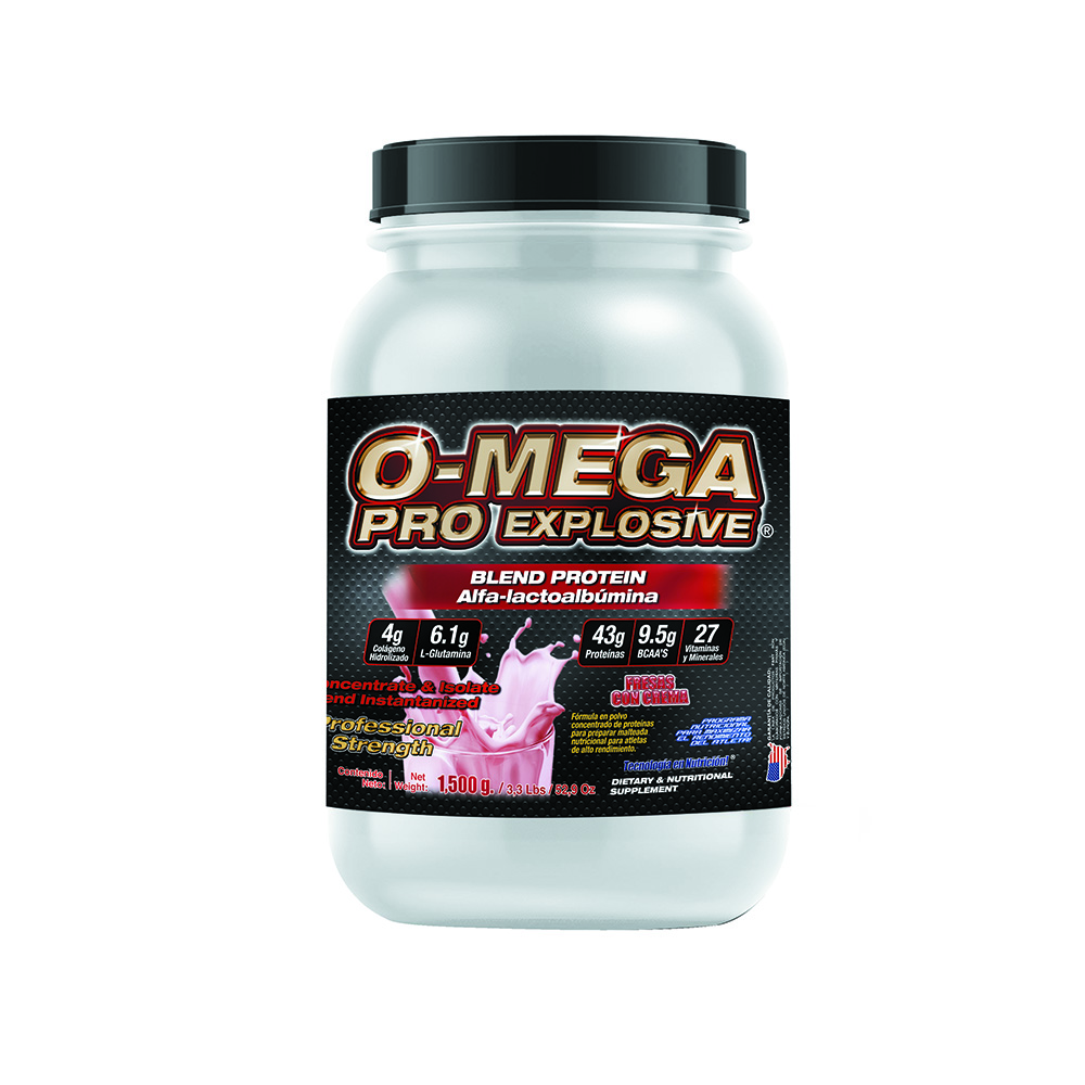 Foto 2 pulgar | Proteína Whey Omega Pro Explosive Food & Nutririon Techonologies Bajo Carb sabor Fresas con Crema 1,500 gr