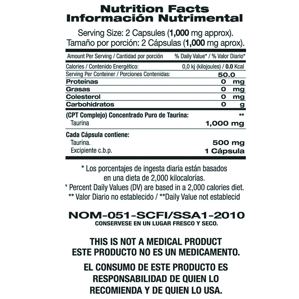 Foto 4 pulgar | Taurine 1,000 F&nt Fórmula de Taurina Pura en Cápsula