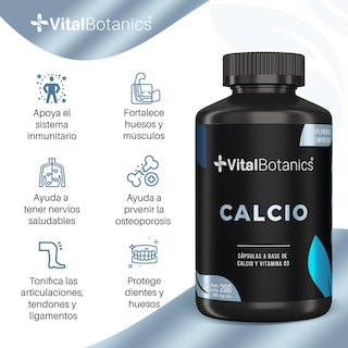Foto 2 | Calcio + Vitamina D3 Con 200 Capsulas | Vitalbotanics