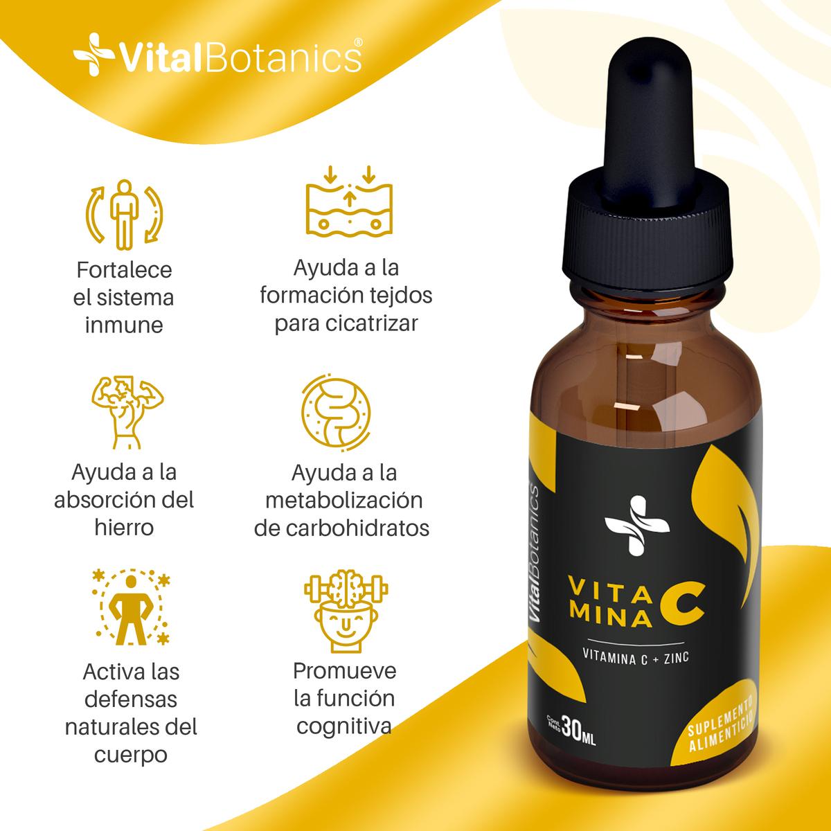 Foto 2 | Gotero Vitamina C + Zinc Con 30 Ml Suplementos Vitalbotanics