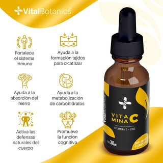 Foto 2 | Gotero Vitamina C + Zinc Con 30 Ml Suplementos Vitalbotanics