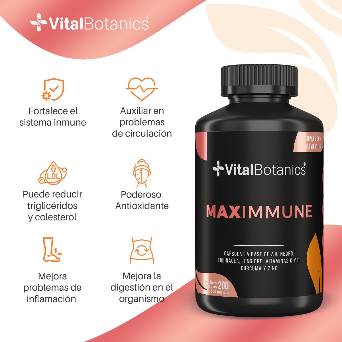 Foto 3 pulgar | Maximmune Vitamina C Sistema Inmune 200 Caps | Vitalbotanics