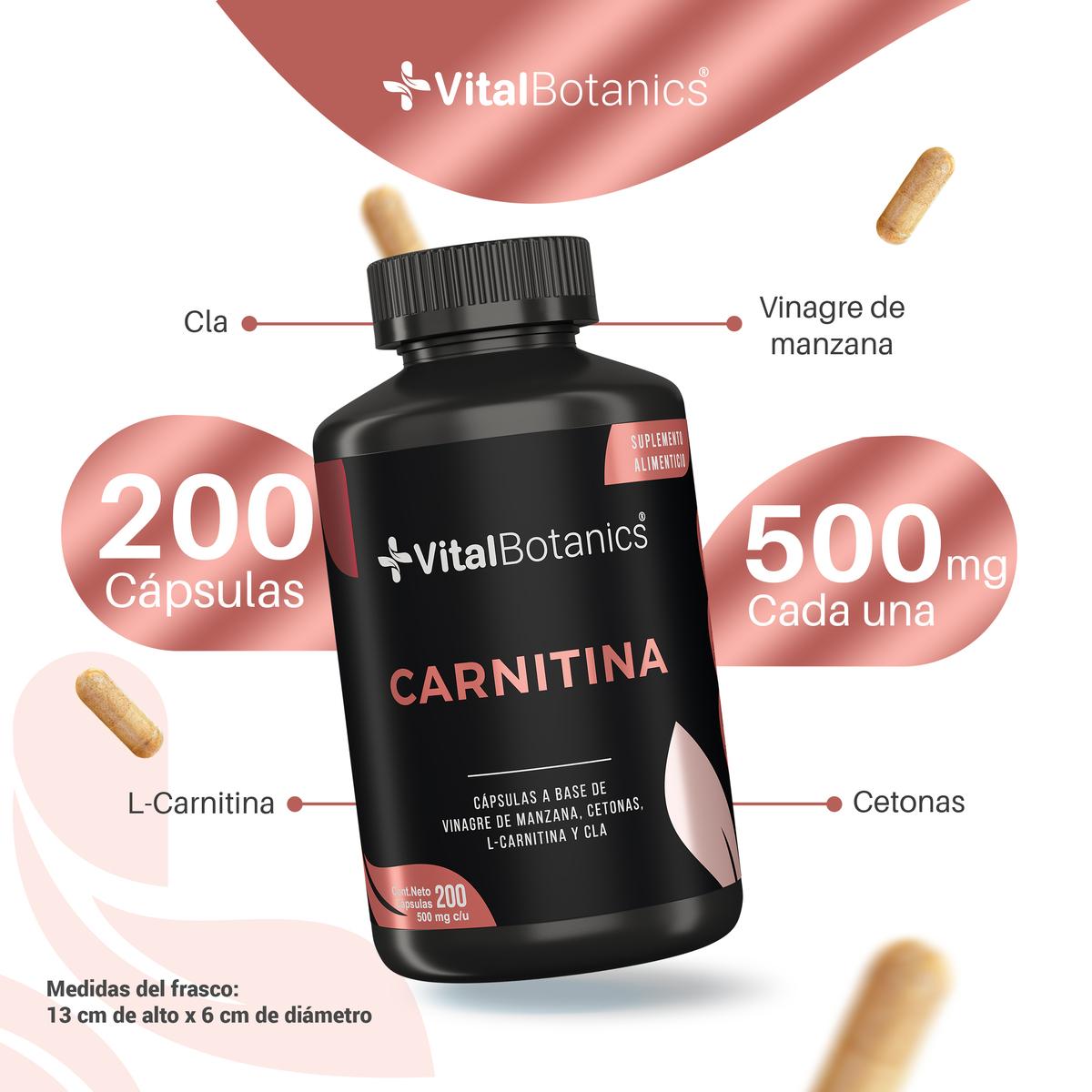 Foto 4 pulgar | L Carnitina + Cla + Vinagre De Manzana 200cap Vitalbotanics