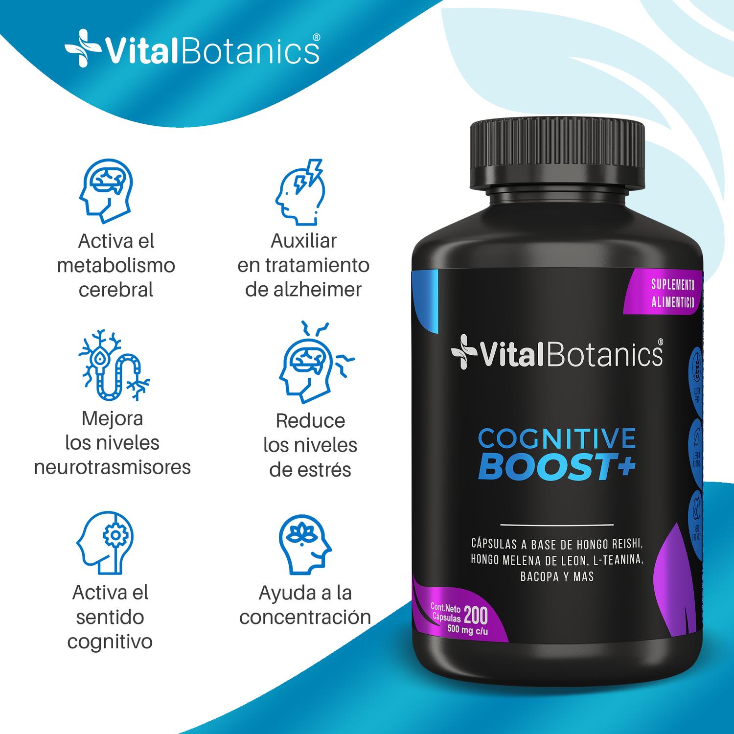 Foto 3 pulgar | Cognitive Boost + Plus Nootropico 200 Caps | Vitalbotanics