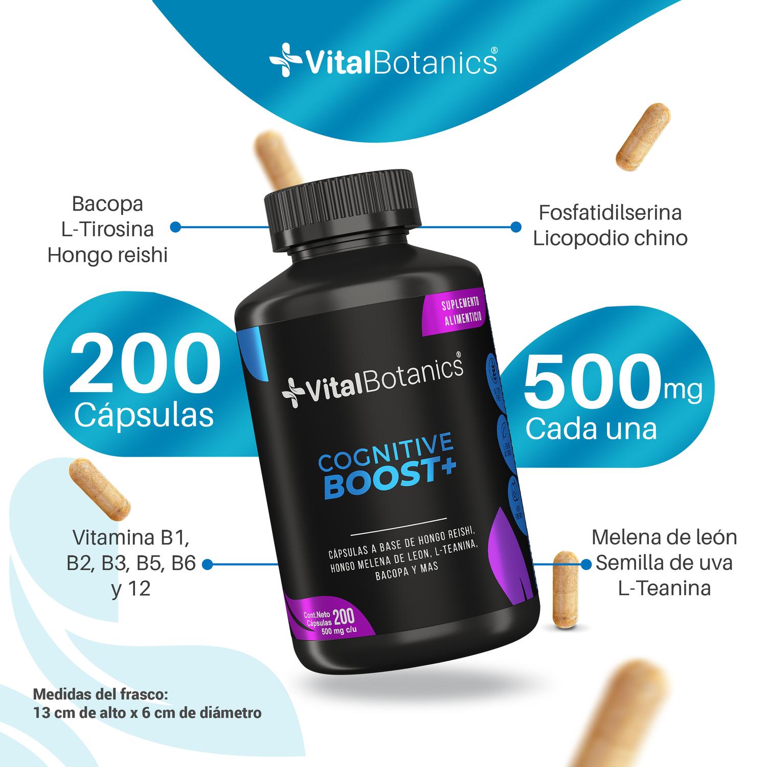 Foto 4 pulgar | Cognitive Boost + Plus Nootropico 200 Caps | Vitalbotanics