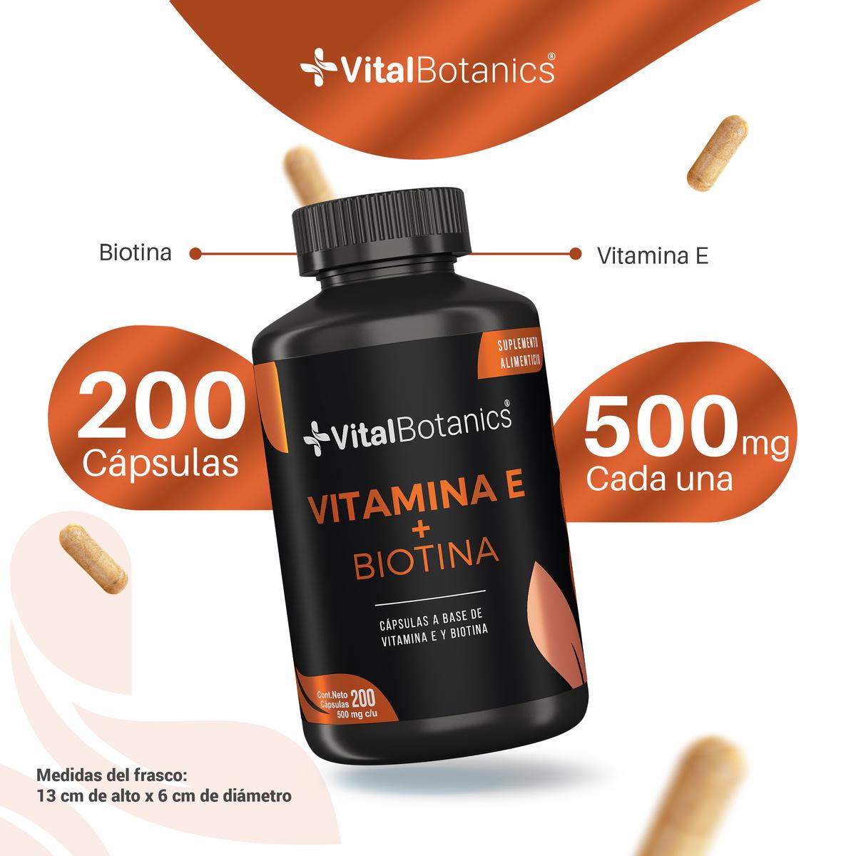 Foto 4 pulgar | Vitamina E + Biotina Pura Con 200 Capsulas | Vitalbotanics