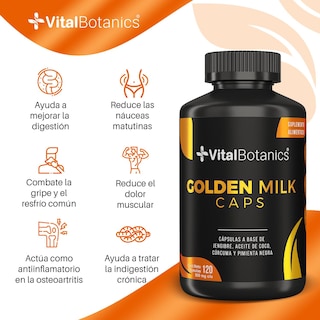 Foto 2 | Golden Milk Suplemento Leche Dorada 120 Caps | Vitalbotanics