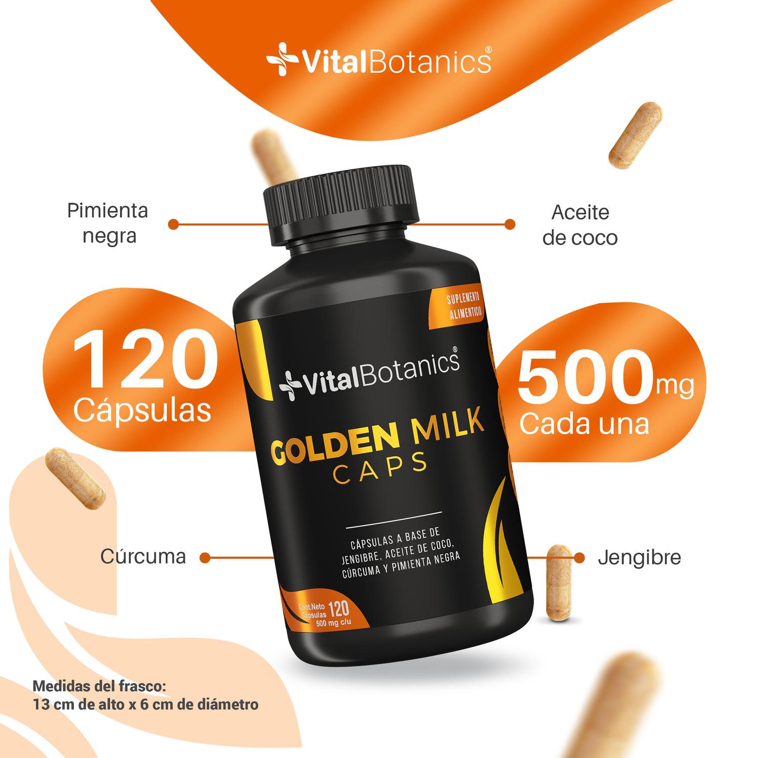 Foto 4 pulgar | Golden Milk Suplemento Leche Dorada 120 Caps | Vitalbotanics