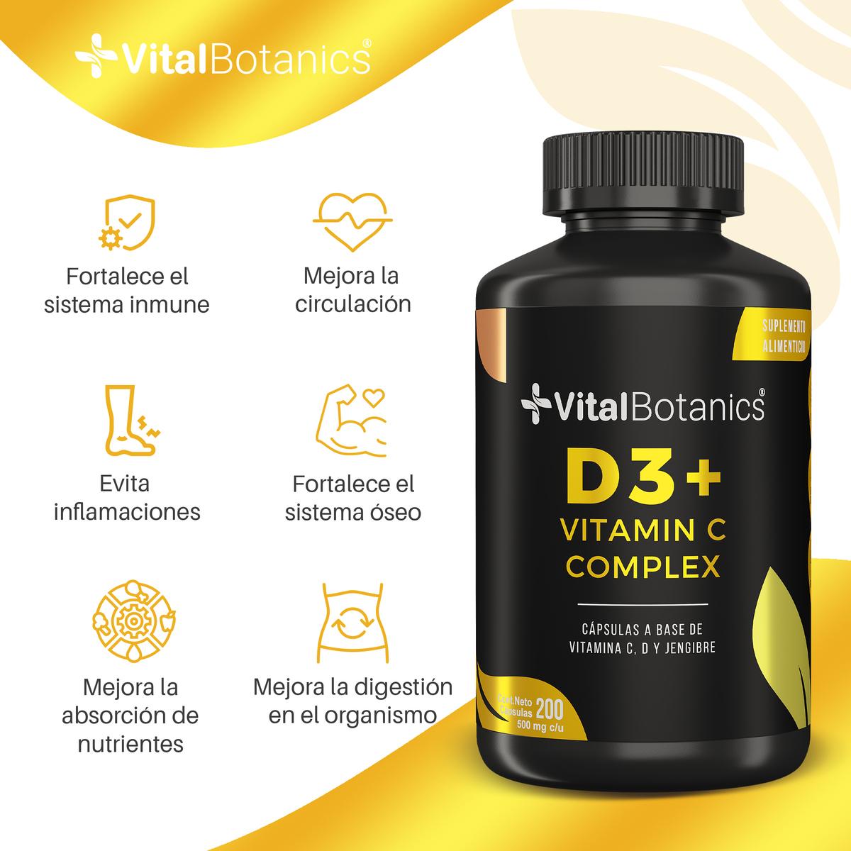Foto 3 pulgar | D3+ Vitamin C Complex 200 Caps Vitalbotanics