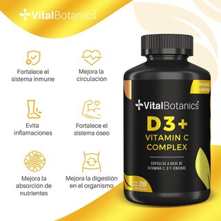 Foto 2 | D3+ Vitamin C Complex 200 Caps Vitalbotanics