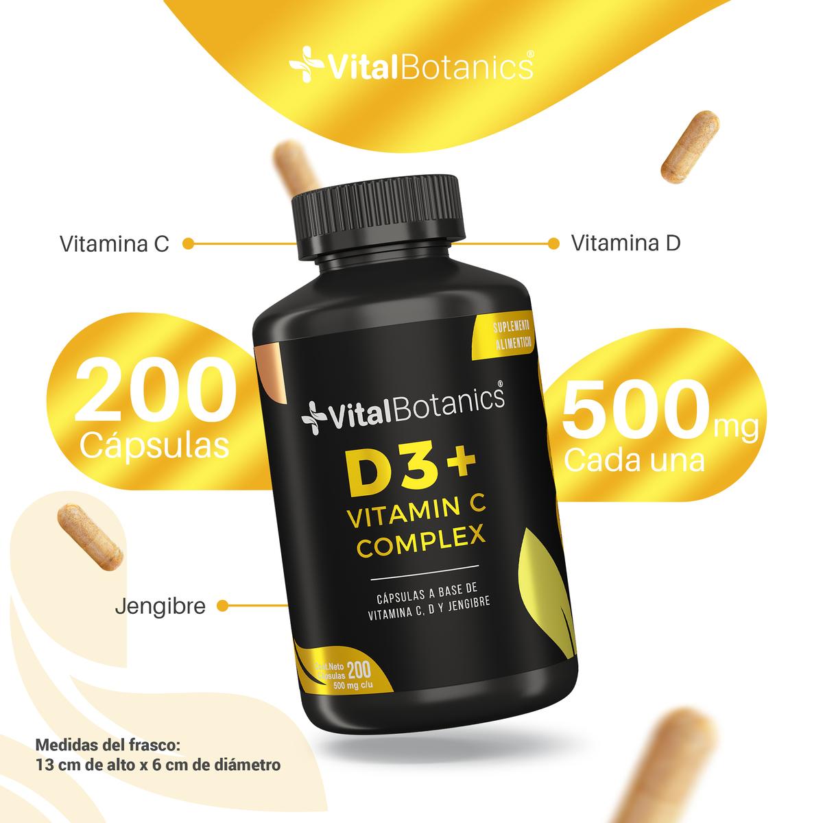 Foto 4 pulgar | D3+ Vitamin C Complex 200 Caps Vitalbotanics