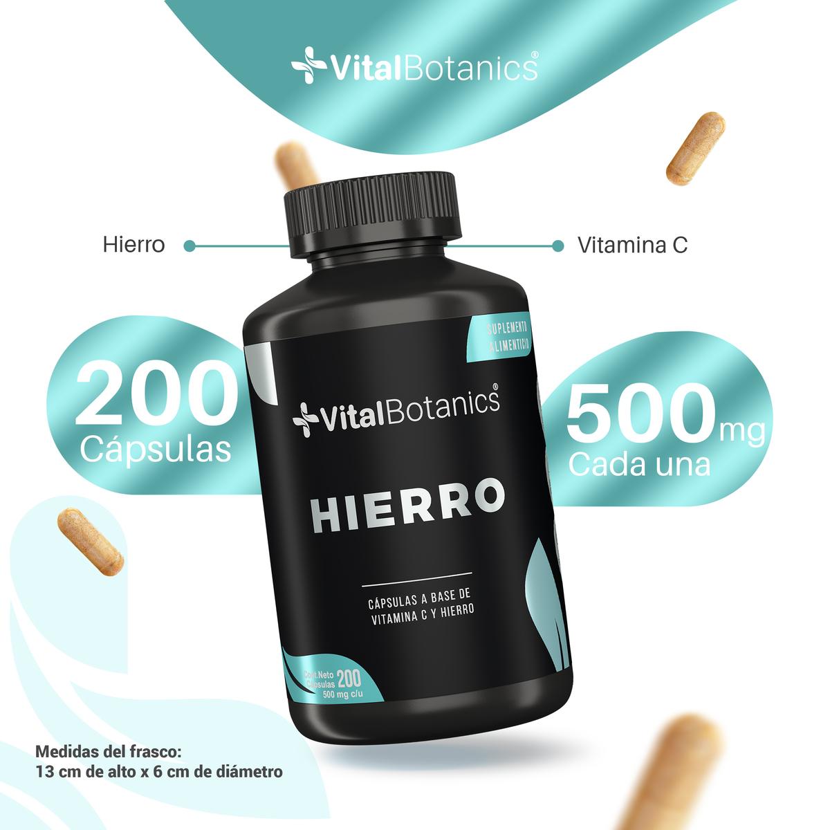 Foto 4 pulgar | Hierro + Vitamina C | 200 Capsulas | Vitalbotanics