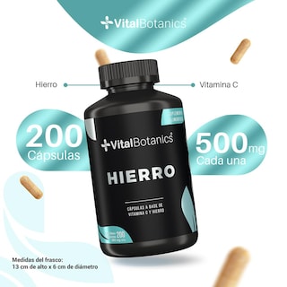 Foto 3 | Hierro + Vitamina C | 200 Capsulas | Vitalbotanics