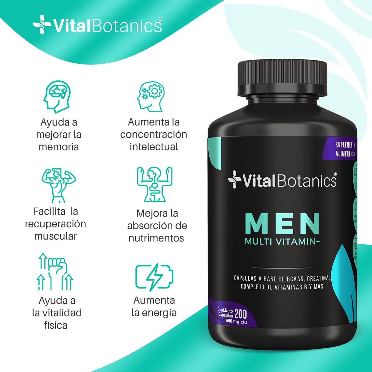 Foto 3 pulgar | Multivitaminico P Hombre Con Creatina 200 Caps Vitalbotanics