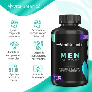Foto 2 | Multivitaminico P Hombre Con Creatina 200 Caps Vitalbotanics