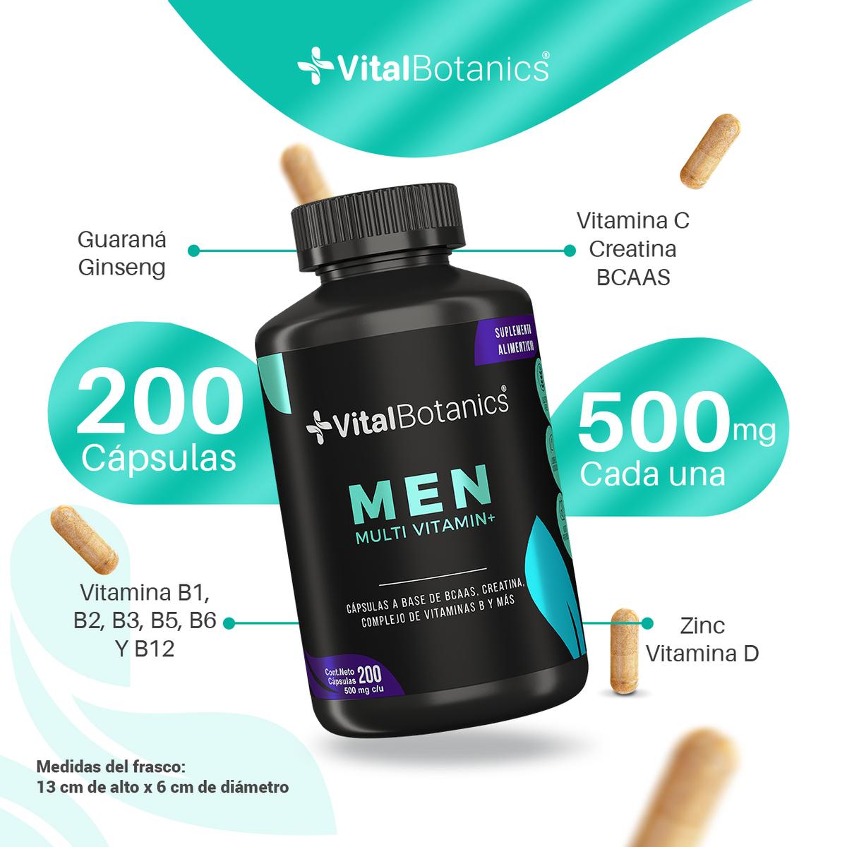 Foto 4 pulgar | Multivitaminico P Hombre Con Creatina 200 Caps Vitalbotanics