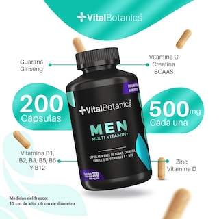 Foto 3 | Multivitaminico P Hombre Con Creatina 200 Caps Vitalbotanics