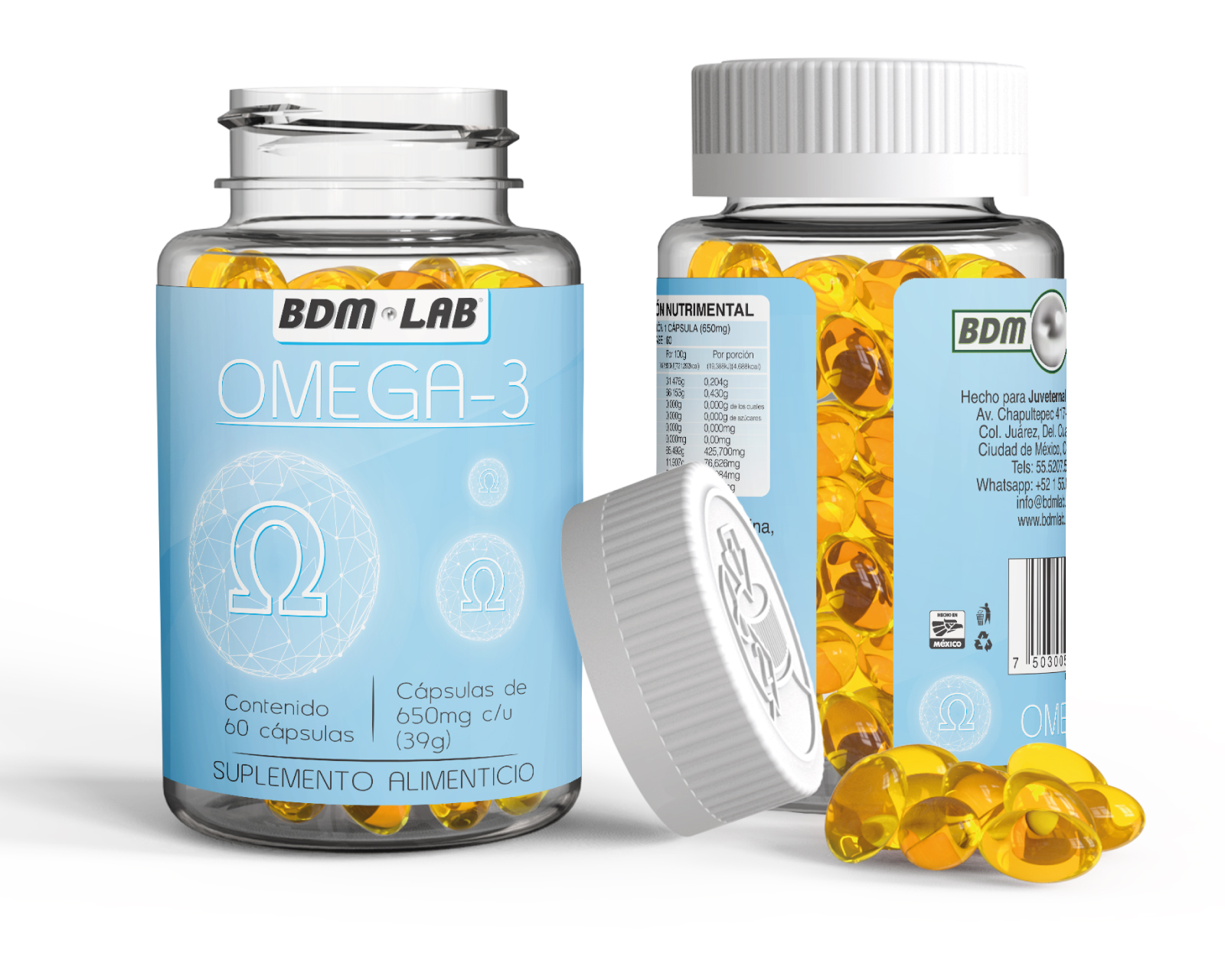 Foto 3 pulgar | Suplemento Alimenticio Vitamina Omega-3 Oval Bdmlab con 60 Cápsulas