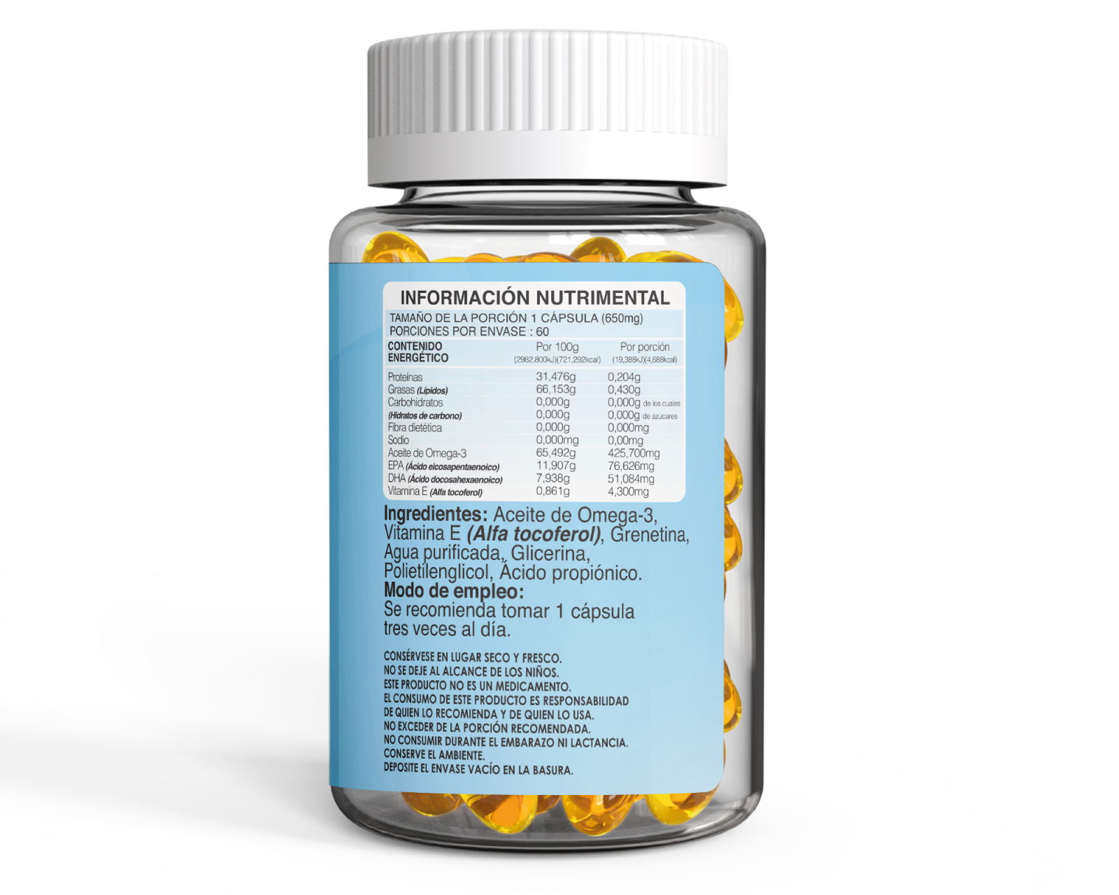 Foto 4 pulgar | Suplemento Alimenticio Vitamina Omega-3 Oval Bdmlab con 60 Cápsulas