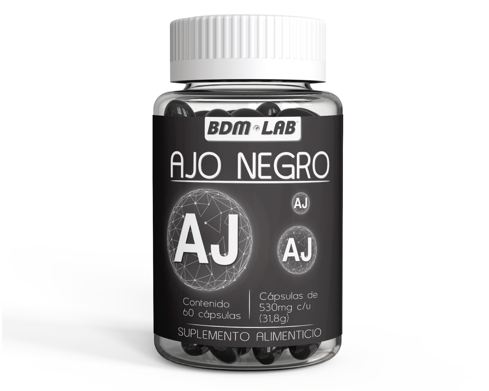 Foto 2 pulgar | Ajo Negro Bdmlab Frasco de 60 Cápsulas
