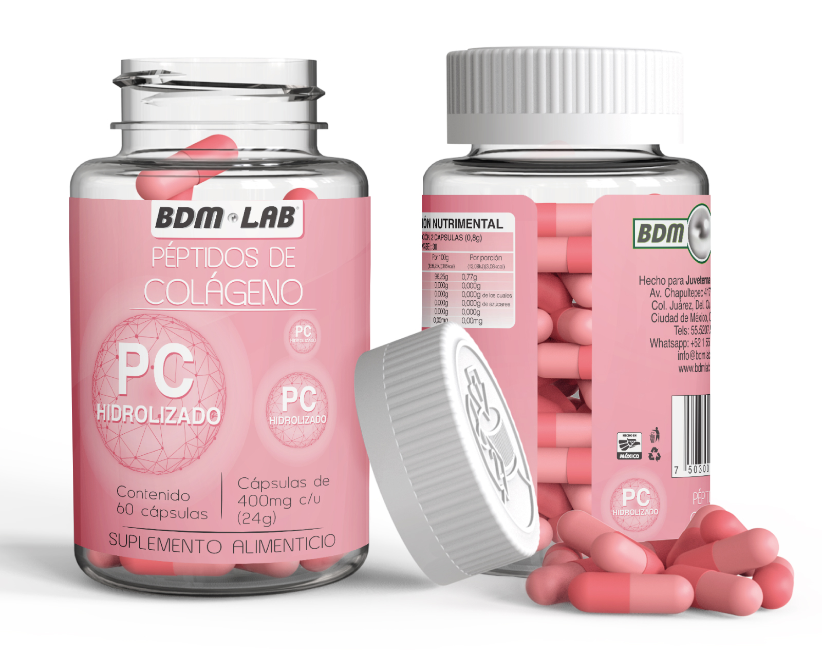 Foto 3 pulgar | Pétidos de Colágeno Bdmlab Frasco con 60 Cápsulas