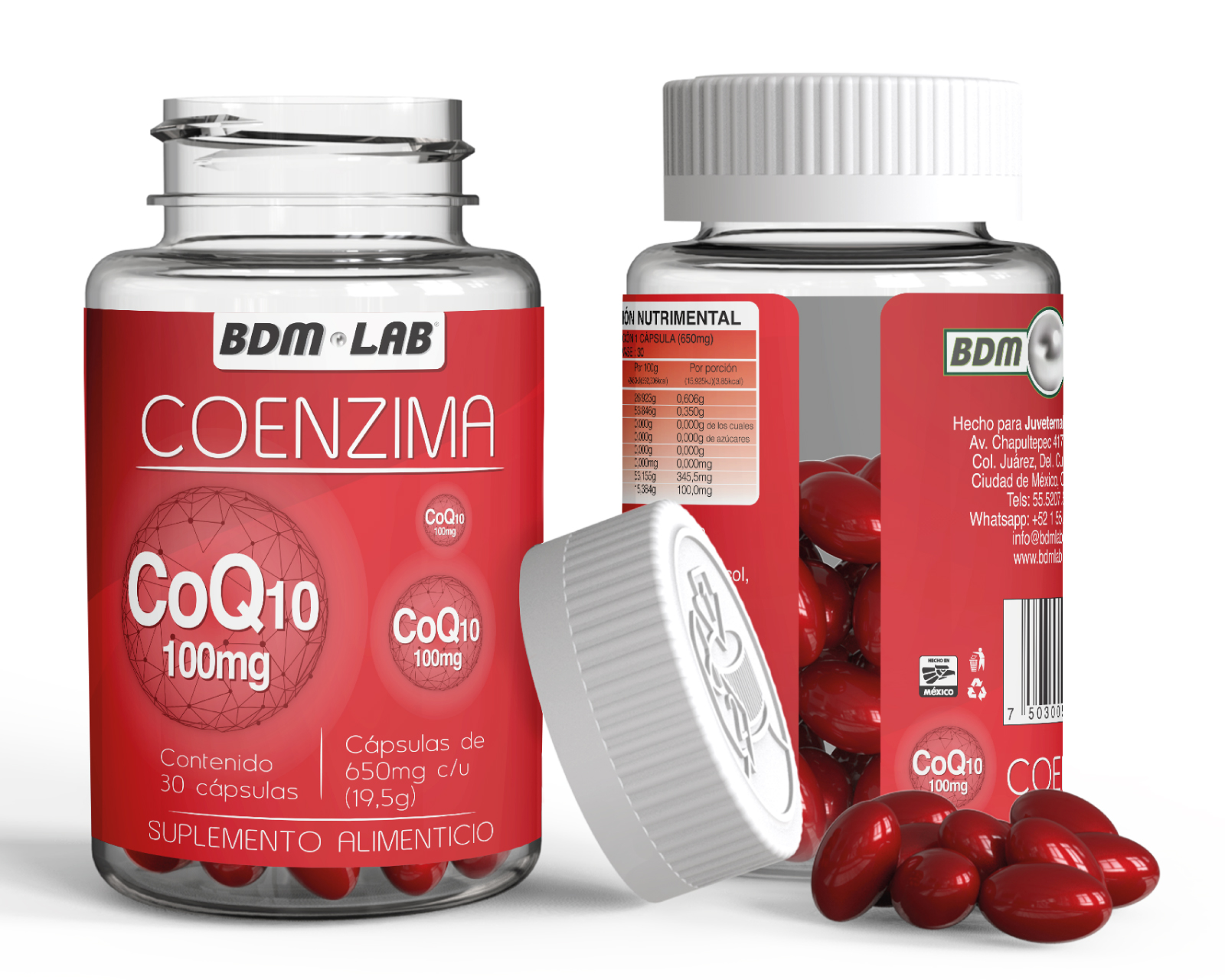 Foto 3 pulgar | Suplemento Alimenticio Coenzima Coq10 Bdmlab con 30 Cápsulas